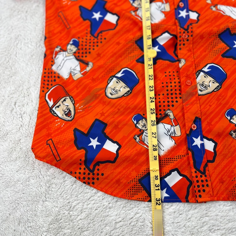 RSVLTS x MLBPA Texas Baseball Shirt Men's 2XL Orange KunuFlex Astros Rangers AOP - Picture 9 of 9